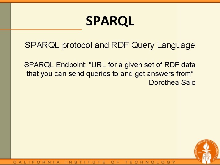 SPARQL protocol and RDF Query Language SPARQL Endpoint: “URL for a given set of