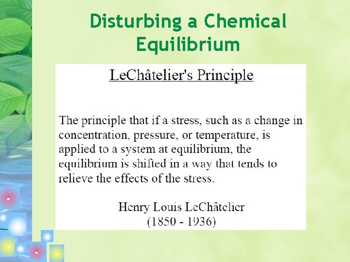 Disturbing a Chemical Equilibrium 