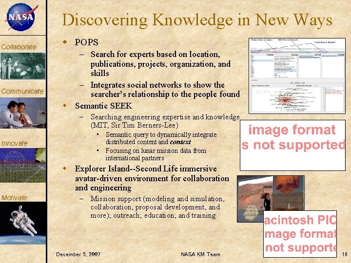 KM Collaborate Communicate Discovering Knowledge in New Ways w POPS – Search for experts