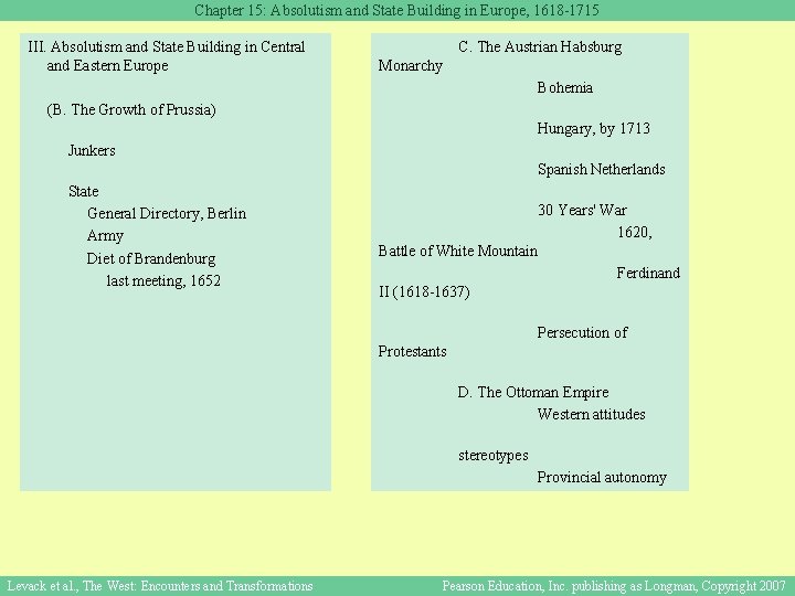 Chapter 15: Absolutism and State Building in Europe, 1618 -1715 III. Absolutism and State