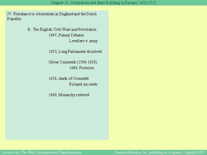 Chapter 15: Absolutism and State Building in Europe, 1618 -1715 IV. Resistance to Absolutism