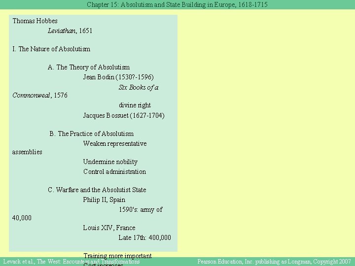 Chapter 15: Absolutism and State Building in Europe, 1618 -1715 Thomas Hobbes Leviathan, 1651