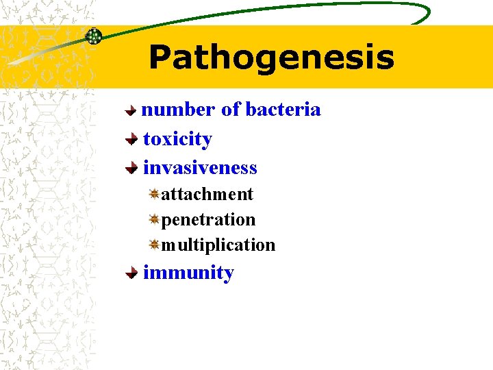 Pathogenesis number of bacteria toxicity invasiveness attachment penetration multiplication immunity 