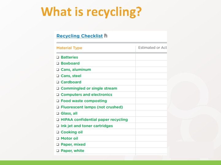 What is recycling? 