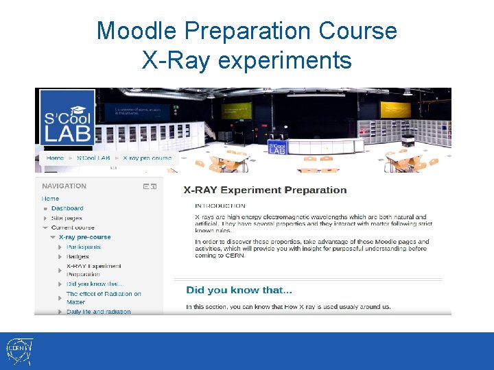 Moodle Preparation Course X-Ray experiments 