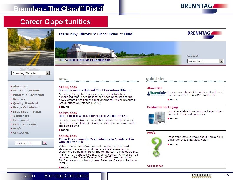 Brenntag - The Glocal® Distributor Career Opportunities 04/2011 Brenntag Confidential 29 