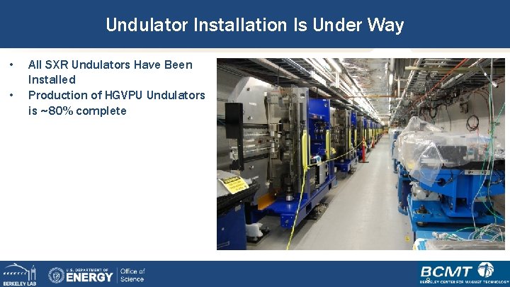 Undulator Installation Is Under Way • • All SXR Undulators Have Been Installed Production