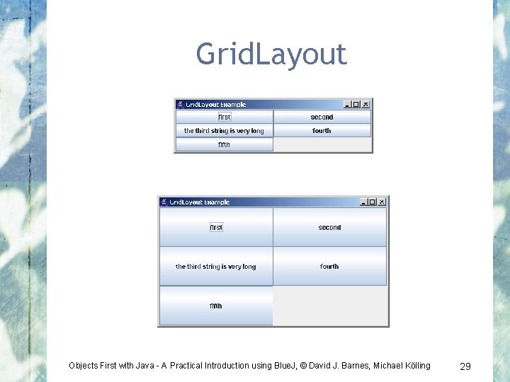 Grid. Layout Objects First with Java - A Practical Introduction using Blue. J, ©