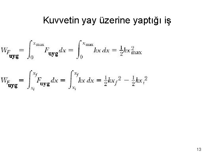 Kuvvetin yay üzerine yaptığı iş 13 