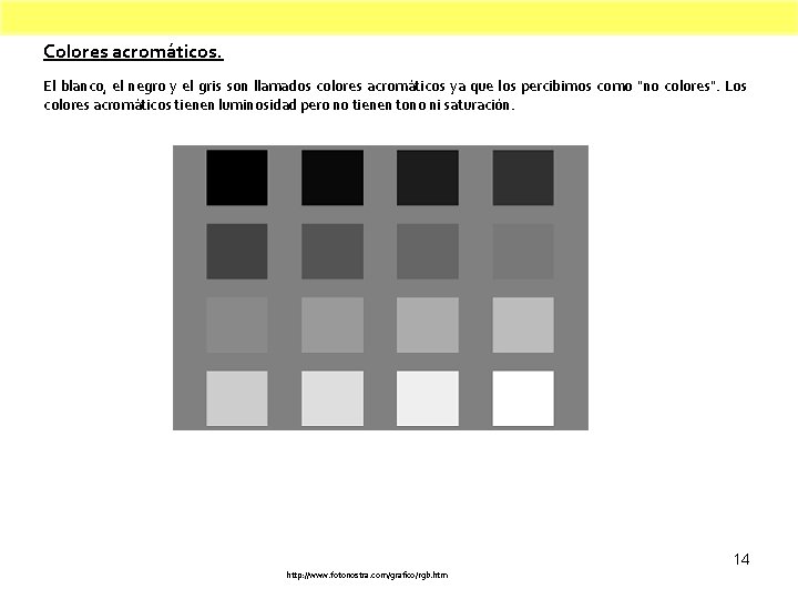 Colores acromáticos. El blanco, el negro y el gris son llamados colores acromáticos ya