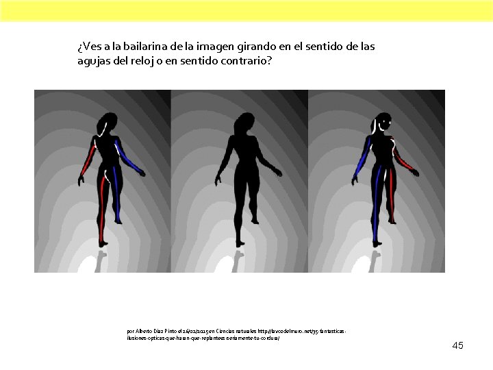 ¿Ves a la bailarina de la imagen girando en el sentido de las agujas