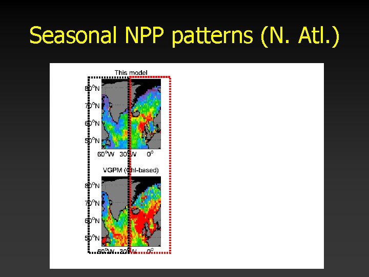 Seasonal NPP patterns (N. Atl. ) Western N. Atl CBPM VGPM Eastern N. Atl
