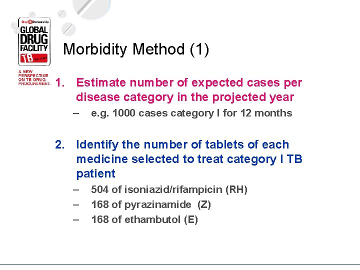 Morbidity Method (1) 1. Estimate number of expected cases per disease category in the