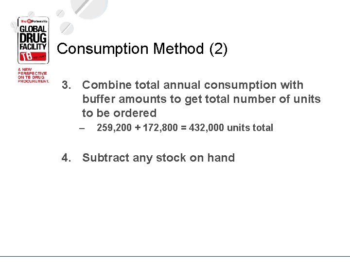 Consumption Method (2) 3. Combine total annual consumption with buffer amounts to get total