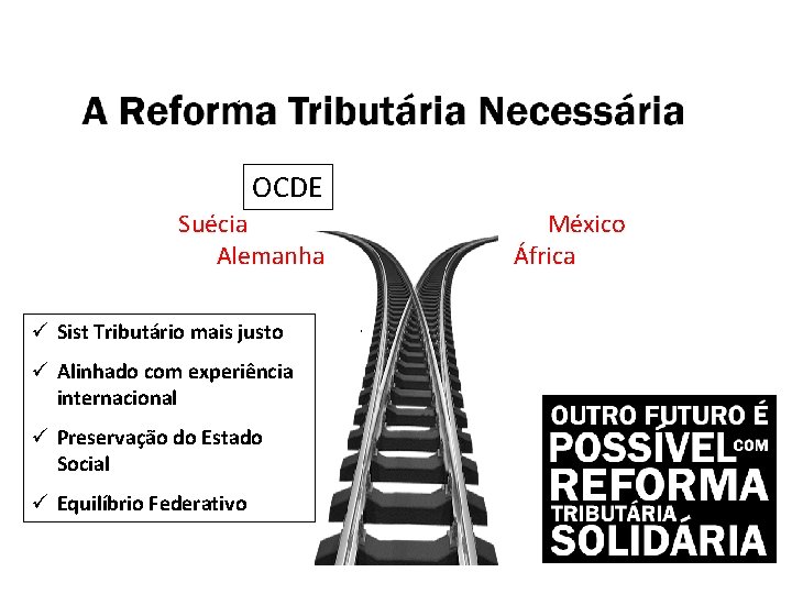 OCDE Suécia Alemanha ü Sist Tributário mais justo ü Alinhado com experiência internacional ü