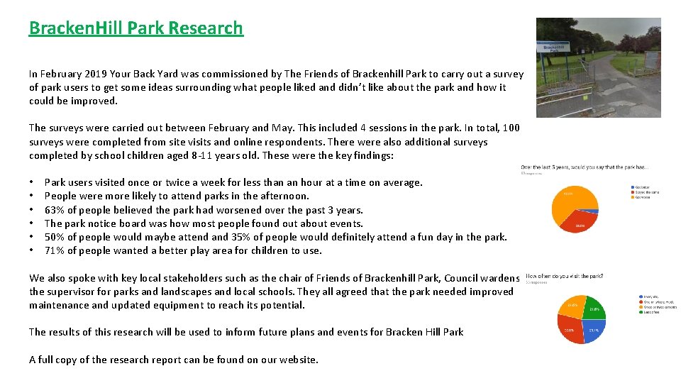 Bracken. Hill Park Research In February 2019 Your Back Yard was commissioned by The