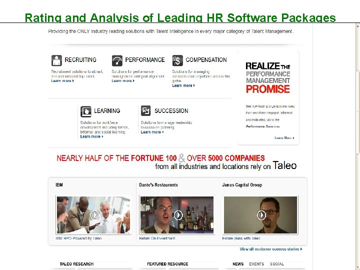 Rating and Analysis of Leading HR Software Packages Oracle HRMS Evaluation summary: Oracle HRMS