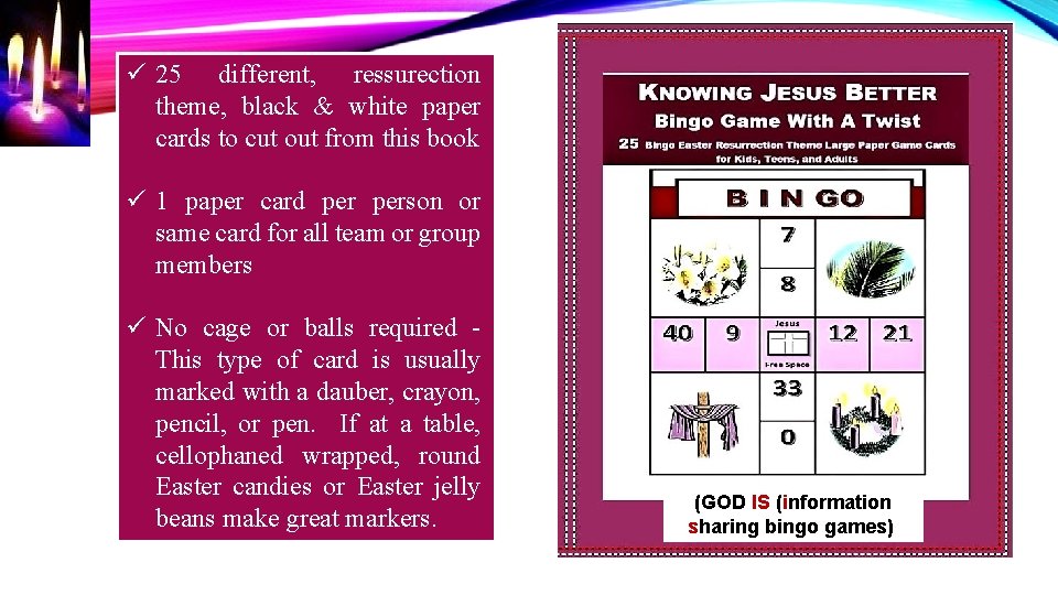  25 different, ressurection theme, black & white paper cards to cut out from