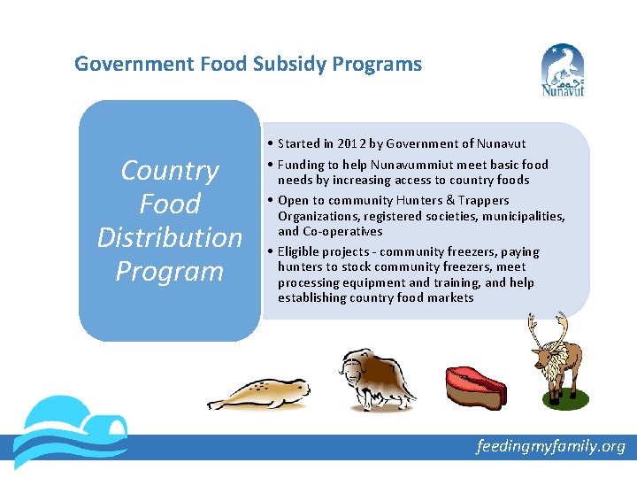 Government Food Subsidy Programs Country Food Distribution Program • Started in 2012 by Government