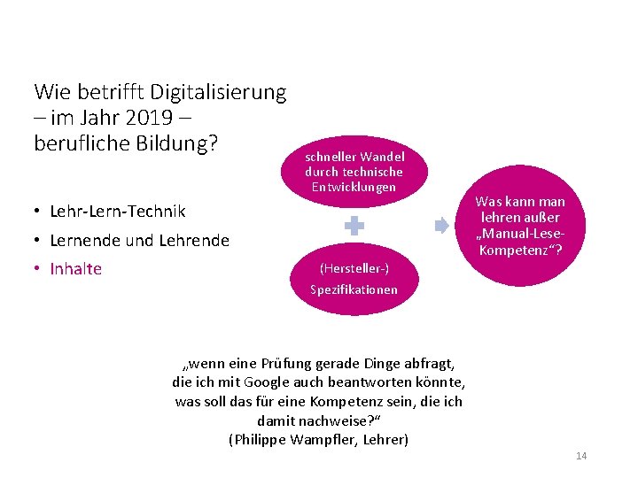 Wie betrifft Digitalisierung – im Jahr 2019 – berufliche Bildung? schneller Wandel durch technische