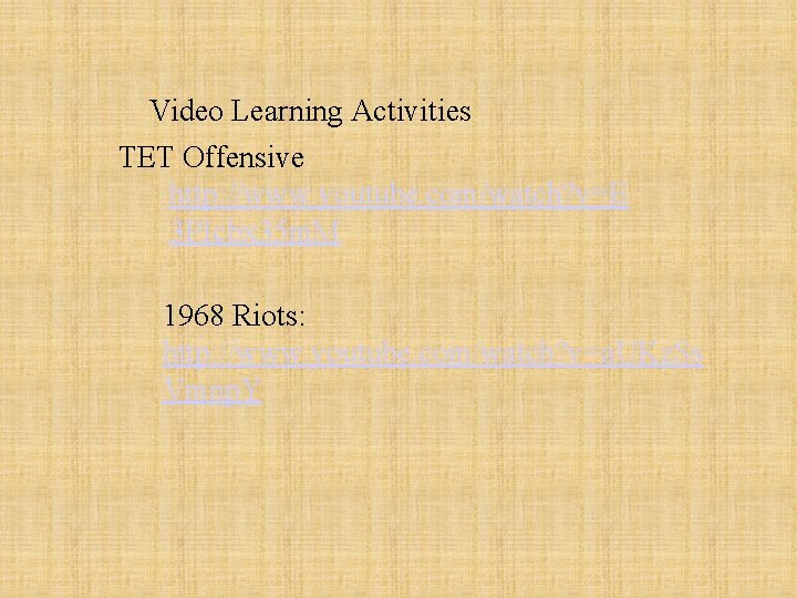 Video Learning Activities TET Offensive http: //www. youtube. com/watch? v=E 3 PIcbx 35 m.