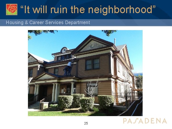 “It will ruin the neighborhood” Housing & Career Services Department 25 