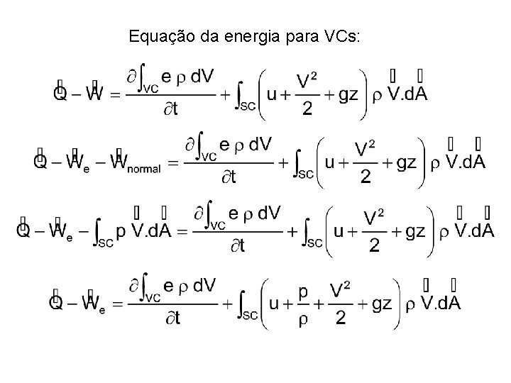 Equação da energia para VCs: 