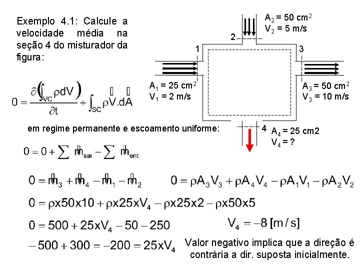 Exemplo 4. 1: Calcule a velocidade média na seção 4 do misturador da figura: