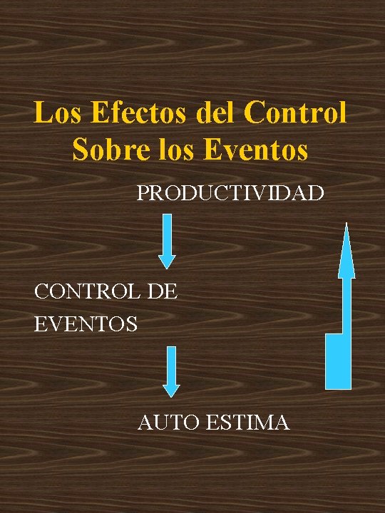 Los Efectos del Control Sobre los Eventos PRODUCTIVIDAD CONTROL DE EVENTOS AUTO ESTIMA 