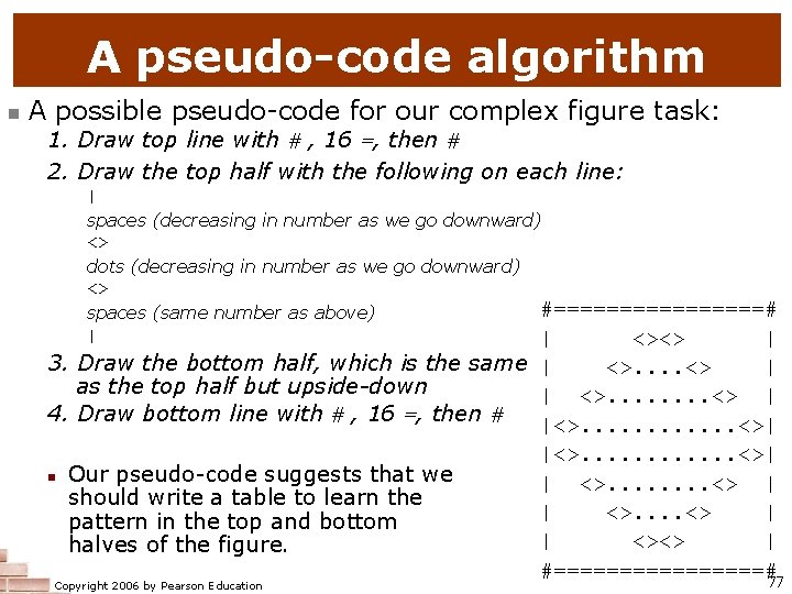 A pseudo-code algorithm n A possible pseudo-code for our complex figure task: 1. Draw