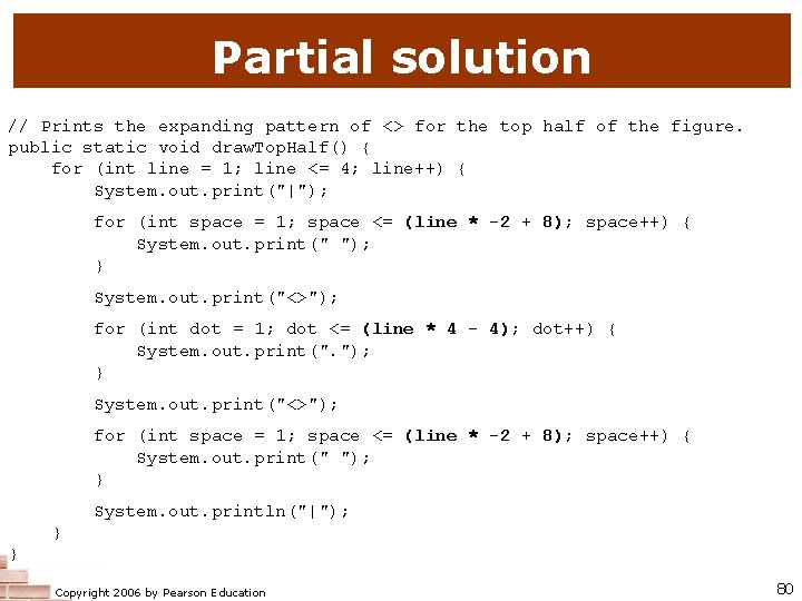 Partial solution // Prints the expanding pattern of <> for the top half of