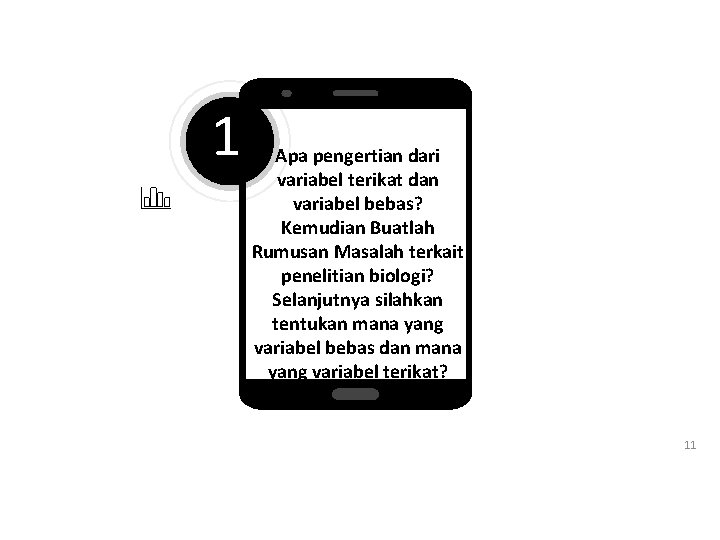 11 Apa pengertian dari variabel terikat dan variabel bebas? Kemudian Buatlah Rumusan Masalah terkait