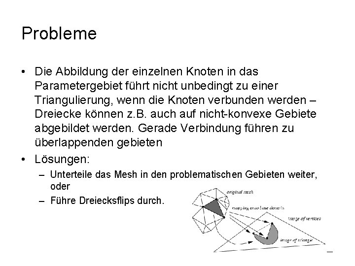 Probleme • Die Abbildung der einzelnen Knoten in das Parametergebiet führt nicht unbedingt zu