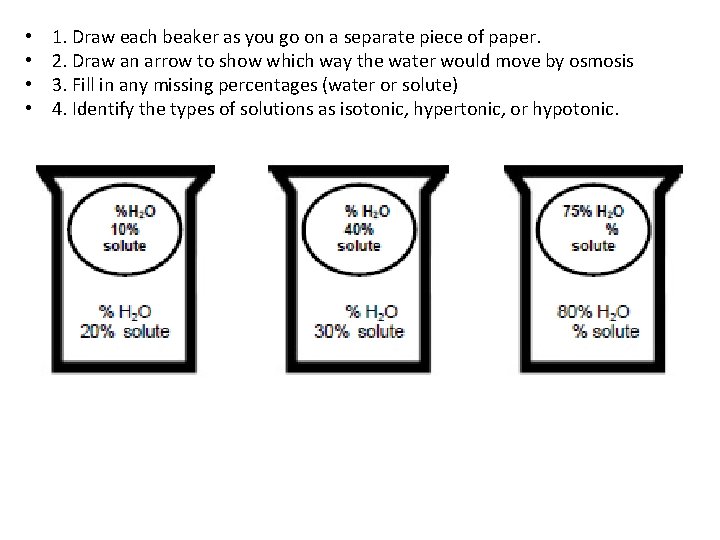  • • 1. Draw each beaker as you go on a separate piece