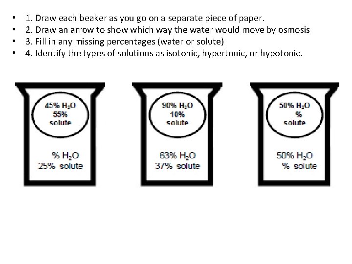  • • 1. Draw each beaker as you go on a separate piece