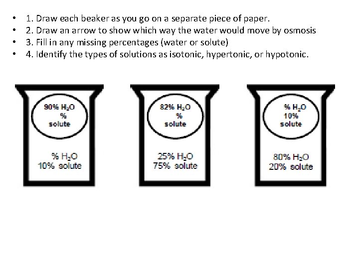  • • 1. Draw each beaker as you go on a separate piece