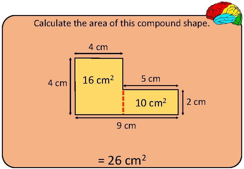 Calculate the area of this compound shape. 4 cm 5 cm 16 cm 2