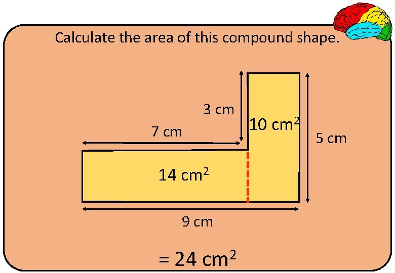Calculate the area of this compound shape. 3 cm 7 cm 14 cm 2