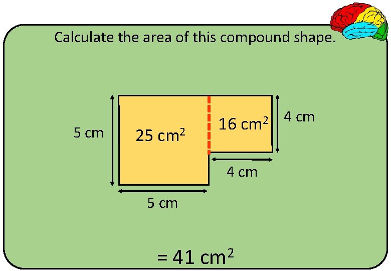 Calculate the area of this compound shape. 5 cm 2 16 cm 2 4