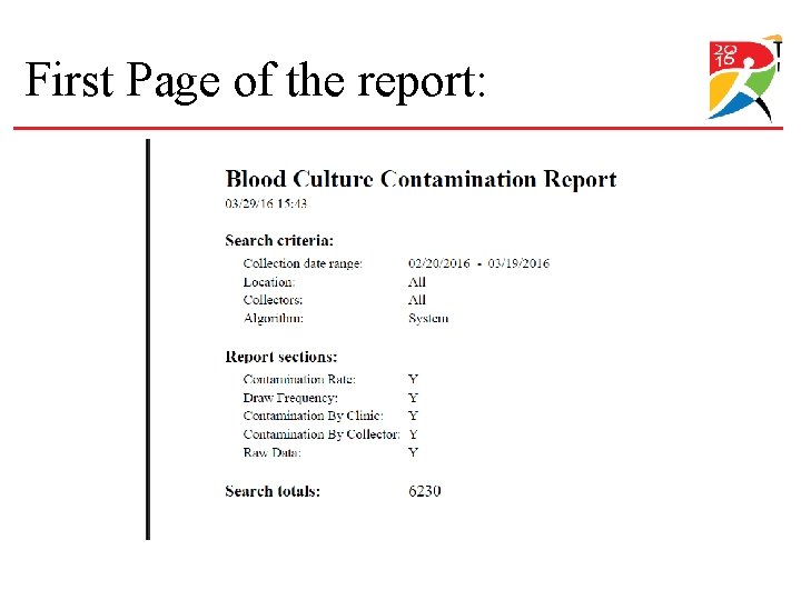 First Page of the report: 