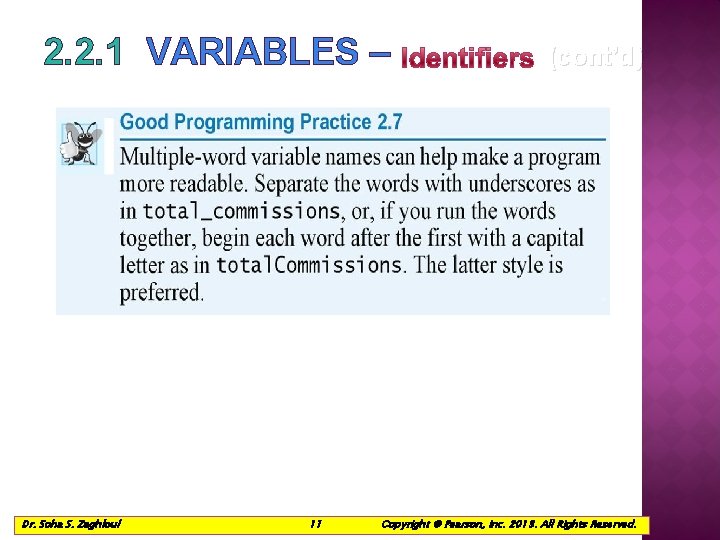 2. 2. 1 VARIABLES – Dr. Soha S. Zaghloul 11 © 1992 -2013 by 2. 2. 1 VARIABLES – Dr. Soha S. Zaghloul 11 © 1992 -2013 by