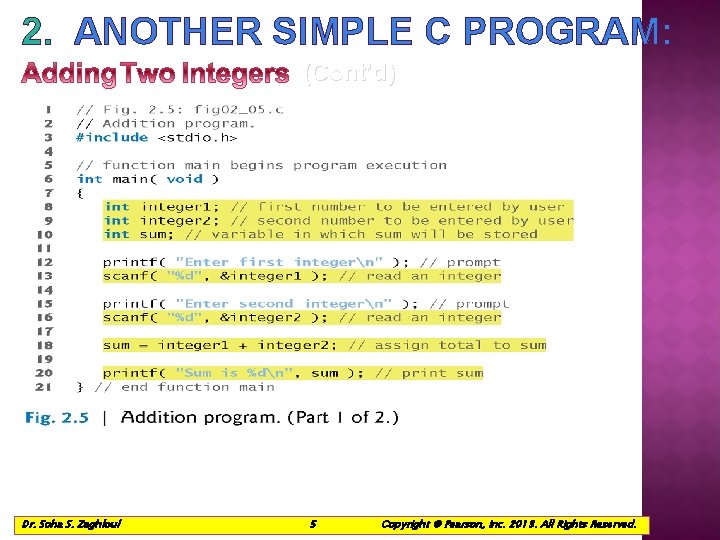 2. ANOTHER SIMPLE C PROGRAM: (Cont’d) Dr. Soha S. Zaghloul 5 © 1992 -2013 2. ANOTHER SIMPLE C PROGRAM: (Cont’d) Dr. Soha S. Zaghloul 5 © 1992 -2013