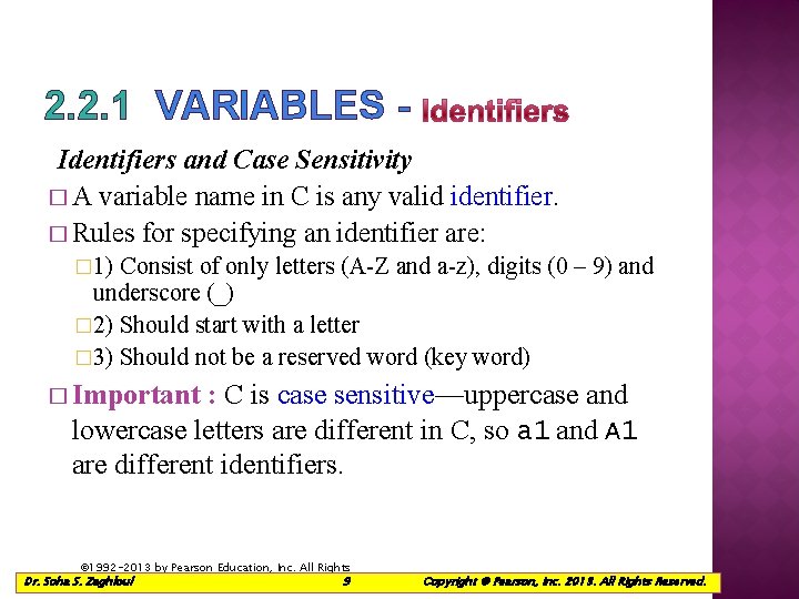 2. 2. 1 VARIABLES - Identifiers and Case Sensitivity � A variable name in 2. 2. 1 VARIABLES - Identifiers and Case Sensitivity � A variable name in