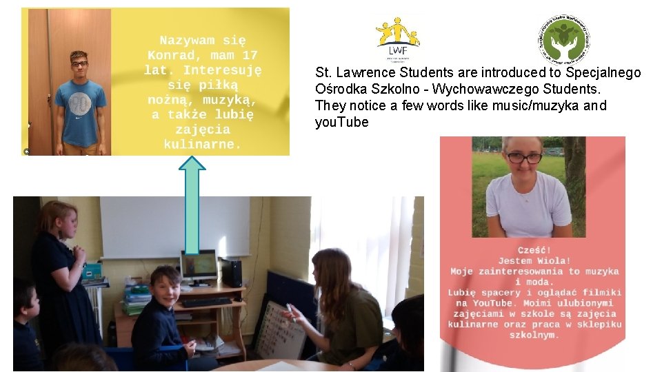 St. Lawrence Students are introduced to Specjalnego Ośrodka Szkolno - Wychowawczego Students. They notice