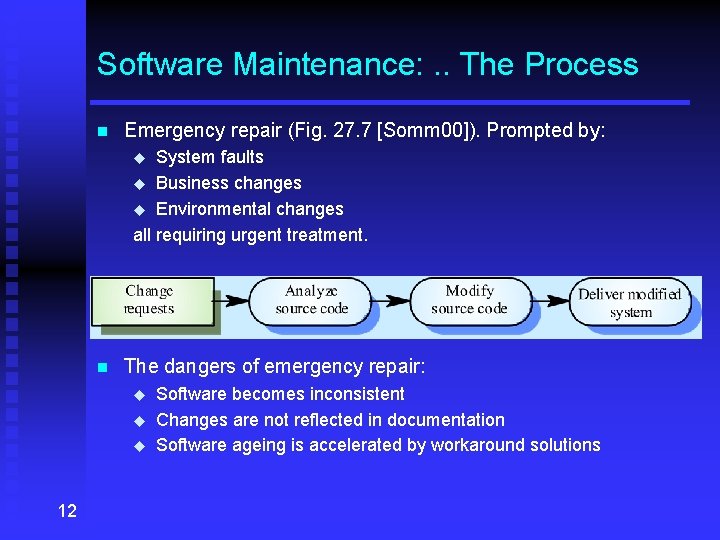 Software Maintenance: . . The Process n Emergency repair (Fig. 27. 7 [Somm 00]).