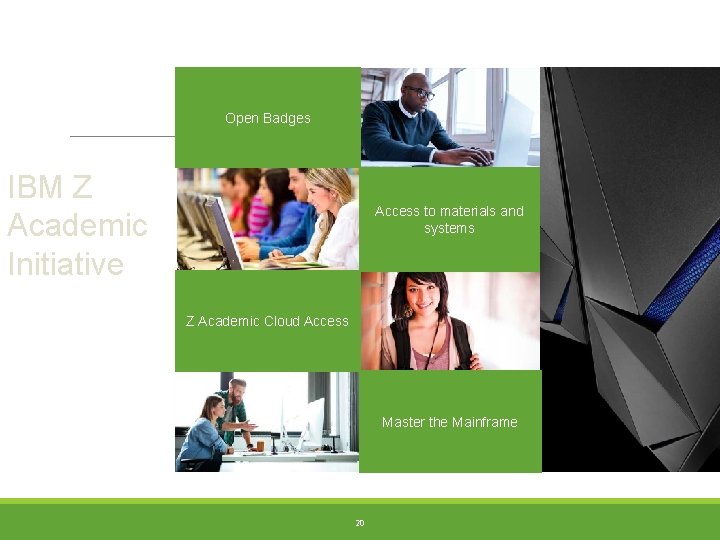 Open Badges IBM Z Academic Initiative Access to materials and systems Z Academic Cloud