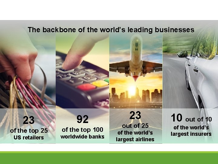 The backbone of the world’s leading businesses 23 of the top 25 US retailers