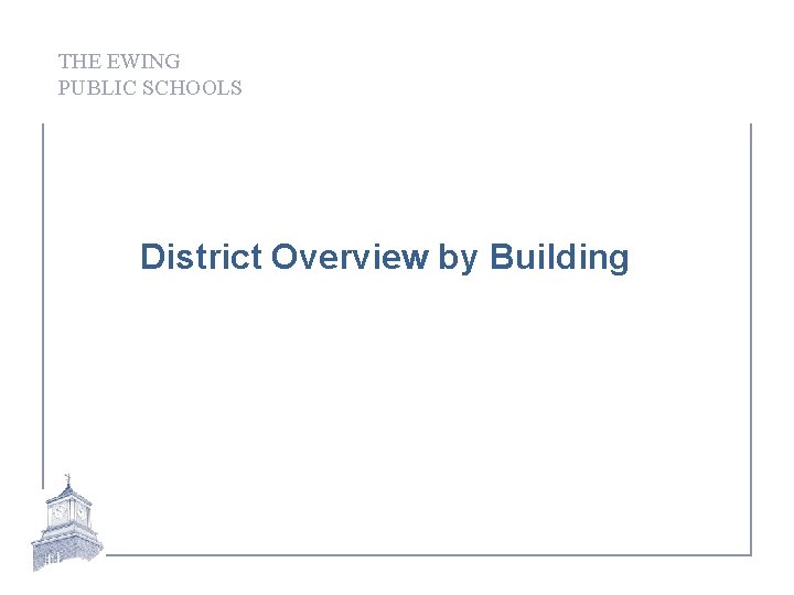 THE EWING PUBLIC SCHOOLS District Overview by Building 