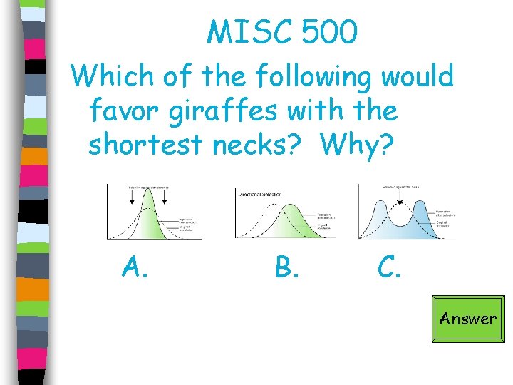 MISC 500 Which of the following would favor giraffes with the shortest necks? Why?