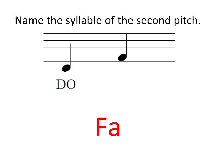 Name the syllable of the second pitch. Fa 